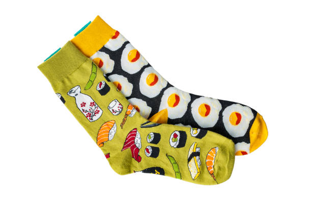 istock Funny cotton socks, insulated on a white background 1358829052