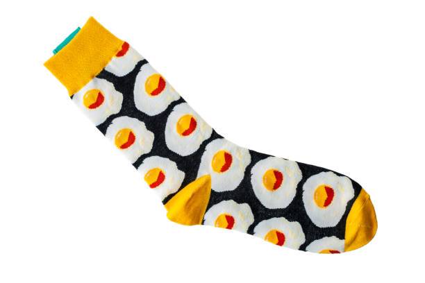 istock Cotton fabric socks, funny socks for adults, isolated on a white background 1358829066