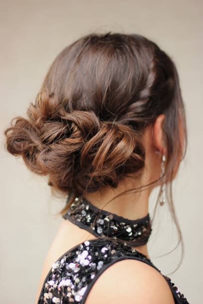 Elegant Updo Elegant hairstyle for formal occasion prom fashion stock pictures, royalty-free photos & images