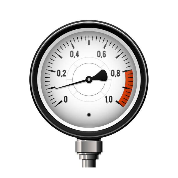 Manometer scales, pressure gauge, compression meter device, vector Manometer scales, pressure gauge, compression meter device, vector pressure gauge stock illustrations