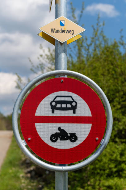 istock Traffic sign driving ban for car and motorcycle 1358830102
