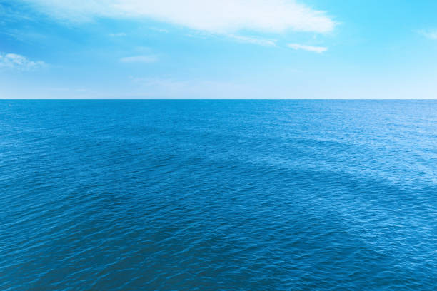 istock Beautiful ripply sea under blue sky with clouds 1358830129
