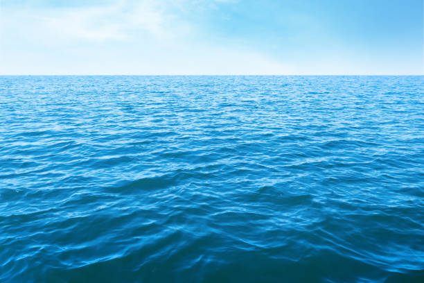 istock Beautiful ripply sea under blue sky with clouds 1358830588
