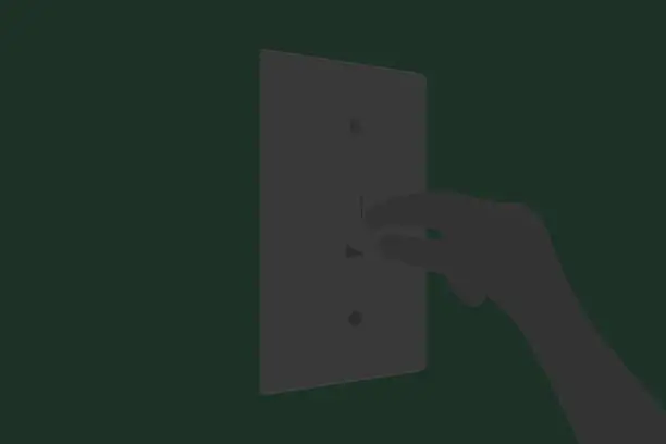 Light Switch being turned on by someone's hand. 3D render