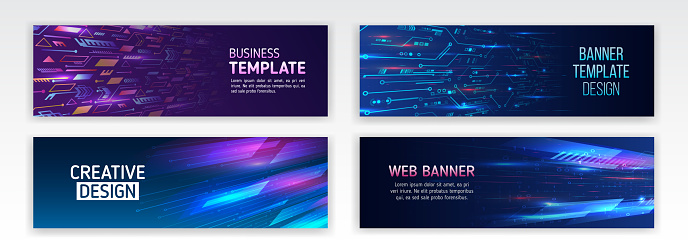 Horizontal Header Web Background High Tech Design With Technological ...