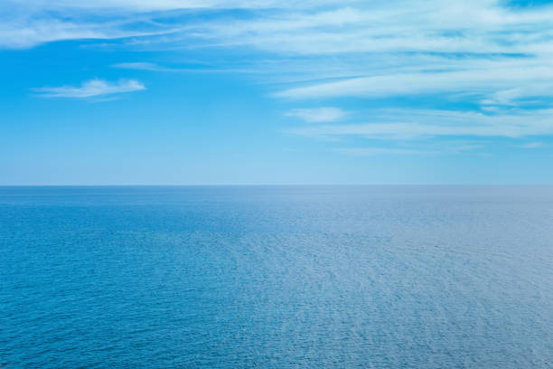 istock background, seascape, blue sea and sky to horizon 1358836820