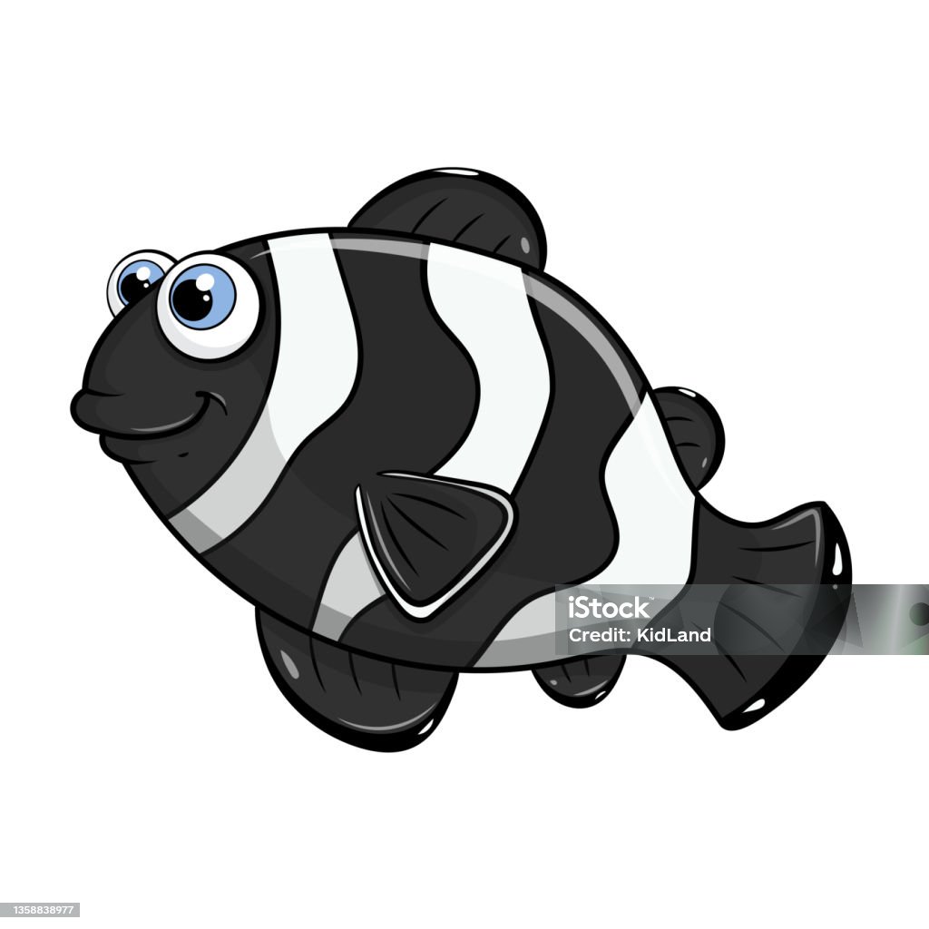 Cartoon Character Black Sea Fish Isolated On White Background Tropical  Underwater Aquatic Creature Template Of Ocean Fish Education Card For Kids  Learning Animals Vector Design In Cartoon Style Stock Illustration -  Download
