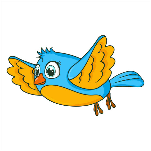 Bird Cute Young Flying Bird Isolated On White Background Happy Exotic Bird  Cartoon Character Education Card For Kids Learning Animals Logic Games For  Kids Vector Illustration In Cartoon Style Stock Illustration -