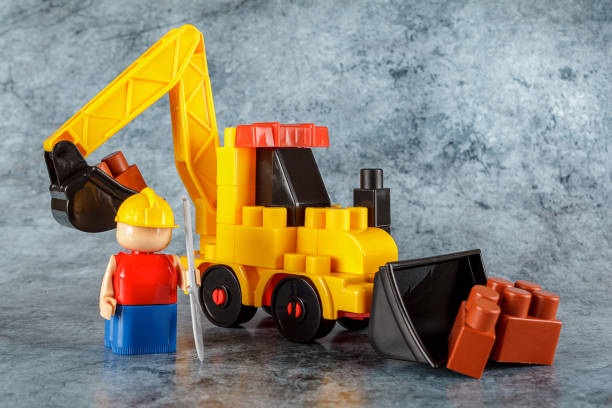 istock Children's toy constructor excavator with bucket, loader, children's game, special equipment 1358839910