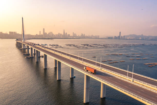 Drone view of the Shenzhen Bay Bridge