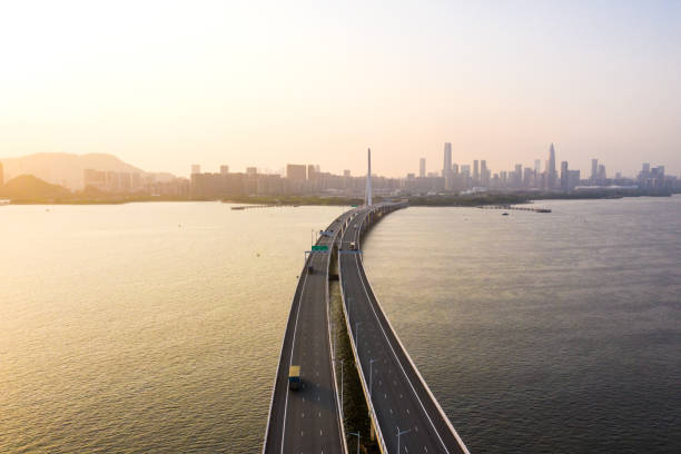 istock Drone view of the Shenzhen Bay Bridge 1358840457