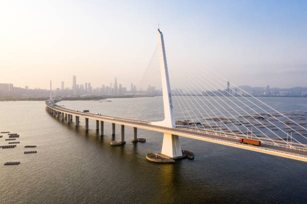 istock Drone view of the Shenzhen Bay Bridge 1358840460