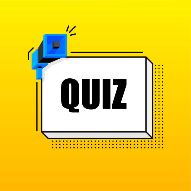 istock Quiz banner template. Marketing flyer with megaphone. Isometric and geometric style. Template for retail promotion and announcement. Vector illustration. 1358841663