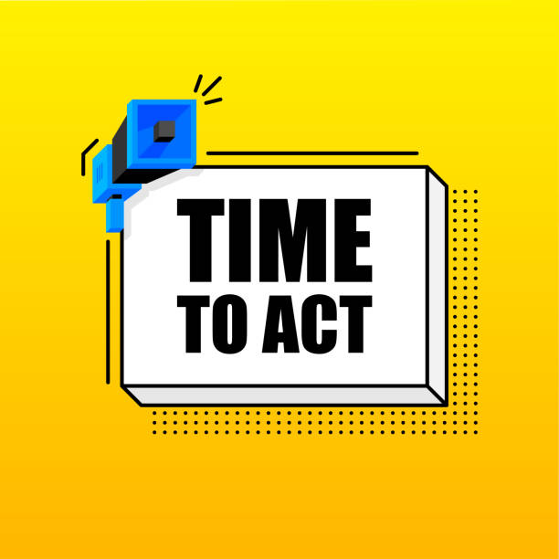 istock Time to Act banner template. Marketing flyer with megaphone. Isometric and pixel style. Template for retail promotion and announcement. Vector illustration. 1358841683
