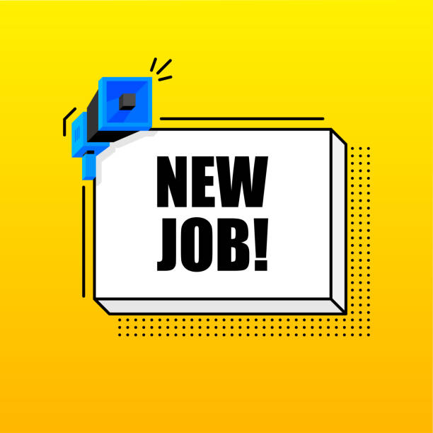 istock New Job banner template. Marketing flyer with megaphone. Isometric and pixel style. Template for retail promotion and announcement. Vector illustration. 1358841689