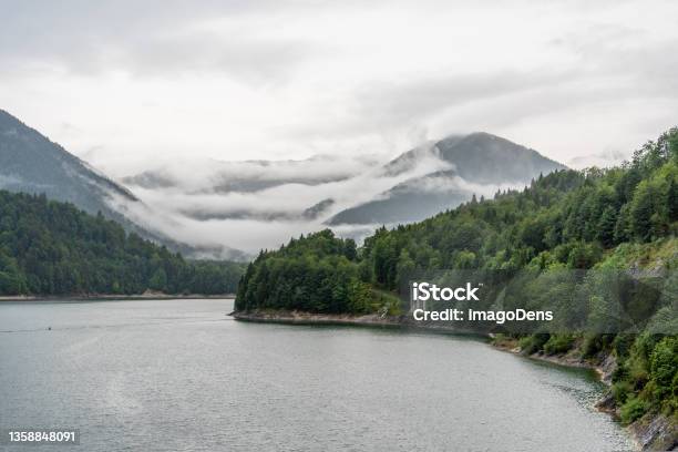 Sylvenstein Reservoir In The Alps Of Upper Bavaria Stock Photo - Download Image Now - Autumn, Bad Toelz-Wolfratshausen, Bavaria