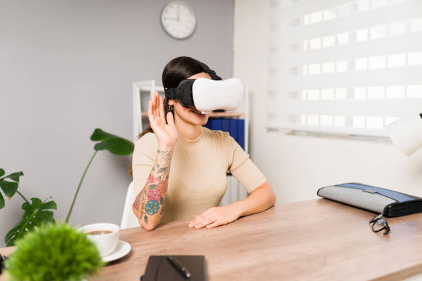 istock Enjoying VR glasses for a work meeting 1358849519