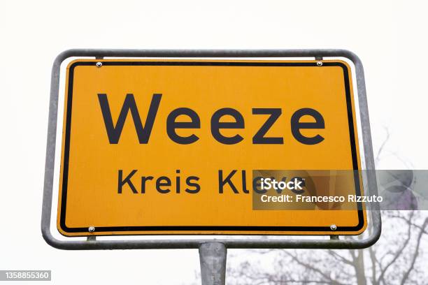 The Street Sign Weeze In The Kleve District In Germany Close To The Dutch Border Stock Photo - Download Image Now