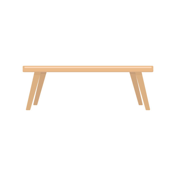ilustrações de stock, clip art, desenhos animados e ícones de wooden bench icon. front view. vector flat graphic illustration. the isolated object on a white background. isolate. - wood table