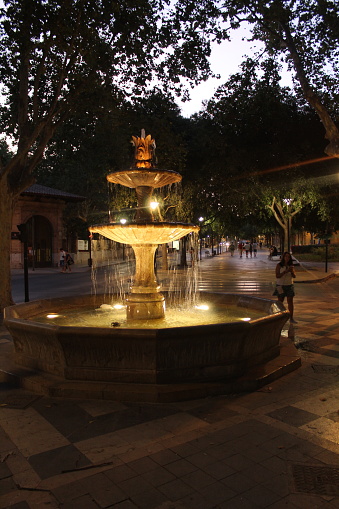 Image of a beautiful illuminated fountain in Palma