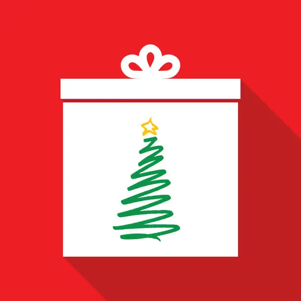 Vector illustration of Christmas Tree Present Icon