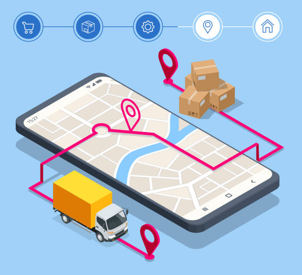 istock Isometric Logistics and Delivery concept. Delivery home and office. City logistics. 1358866879