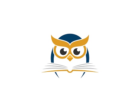 Owl reading book vector illustration