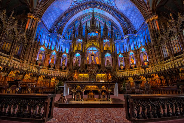Notre Dame Basilica in Montreal, Quebec, Canada stock photo