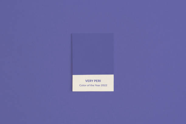 Color swatch with color of the year 2022 - Very Peri. Color trend palette. Top view, flat lay. Color swatch with color of the year 2022 - Very Peri. Color trend palette. Top view, flat lay. fabric swatch stock pictures, royalty-free photos & images