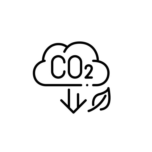 ilustrações, clipart, desenhos animados e ícones de redução de emissões de dióxido de carbono. pixel perfeito, ícone de traçado editável - decreases