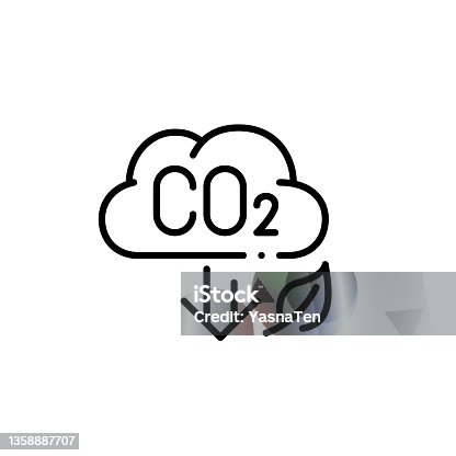 istock Carbon dioxide emission reduction. Pixel perfect, editable stroke icon 1358887707