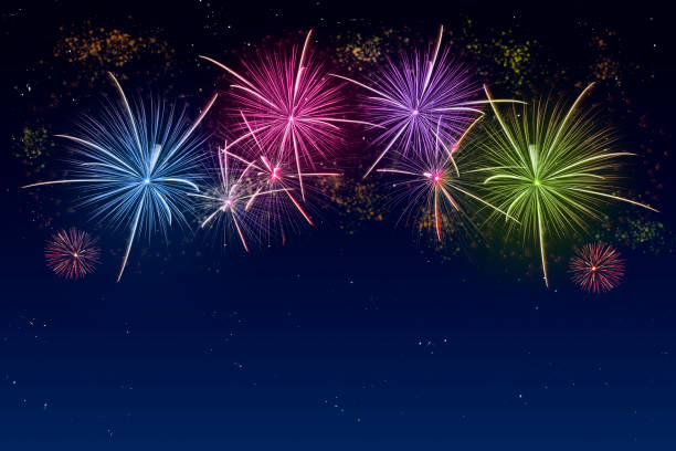 istock Colorful fireworks celebration and the twilight sky. 1358896079