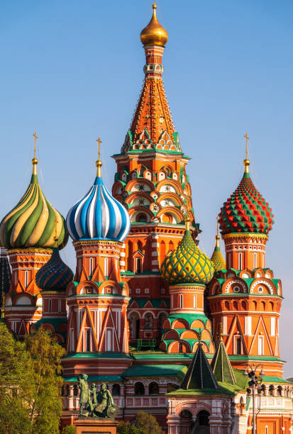 istock St. Basil's Cathedral on Red Square in Moscow on blue sky background. 1358896176