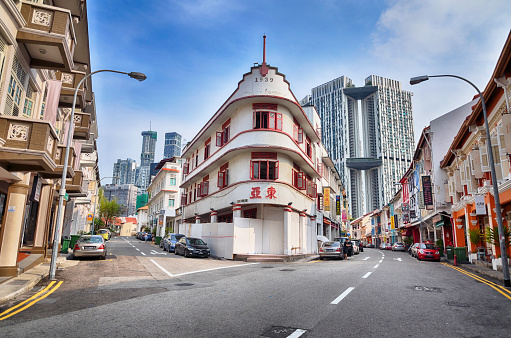 Domestic street life traditional house in Chinatown, Singapore