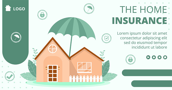 Property Insurance Post Template Flat Design Illustration Editable of Square Background Suitable for Social media, Greeting Card and Web Internet Ads