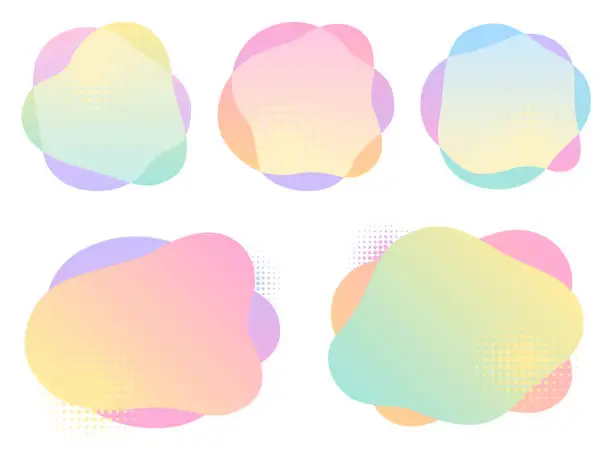 Vector illustration of Liquid shaped colorful gradient frame design set