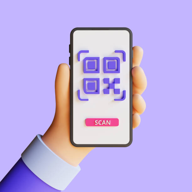 3d render QR Code scanning concept, people scan code using smartphone. Isolated on purple background 3d render QR Code scanning concept, people scan code using smartphone. Isolated on purple background 3d barcode stock pictures, royalty-free photos & images
