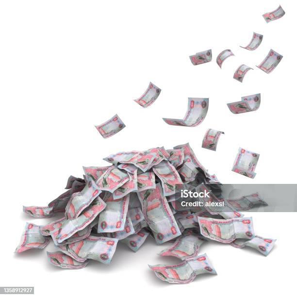 Uae Dirham Falling Money Finance Crisis Stock Photo - Download Image Now - United Arab Emirates Currency, Falling, Flying