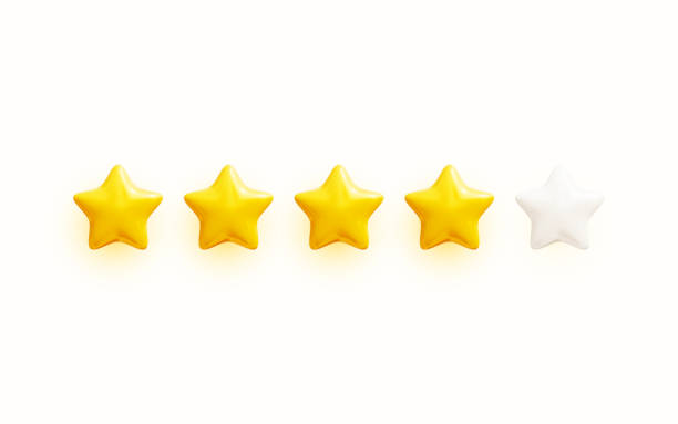 istock Five golden rating stars. Glossy yellow star shapes. Customer feedback or customer review concept. Realistic 3D vector illustration 1358914573