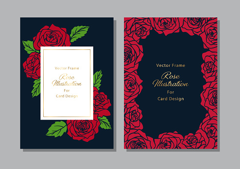 Set of Card Design with Rose Illustration