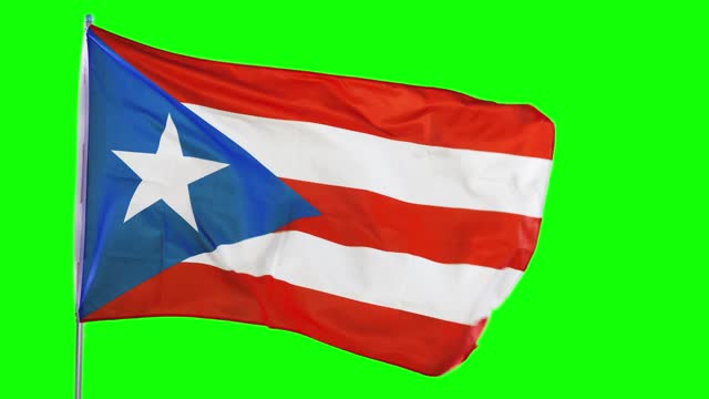 Puerto Rico flag waving on flagpole in studio