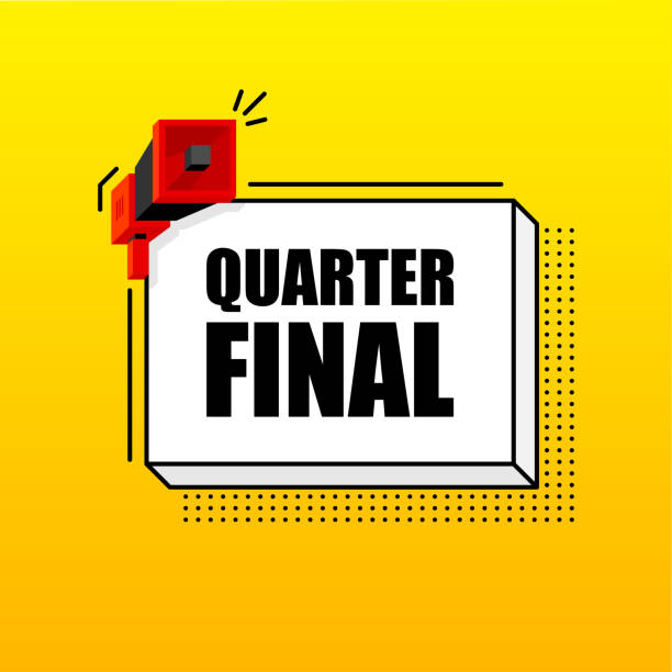 ilustrações de stock, clip art, desenhos animados e ícones de quarter final banner template. marketing flyer with megaphone. isometric and pixel style. template for retail promotion and announcement. vector illustration. - clock urgency time minute hand