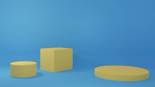 istock Product Stand in blue room ,Studio Scene For Product ,minimal design,3D rendering 1358920644
