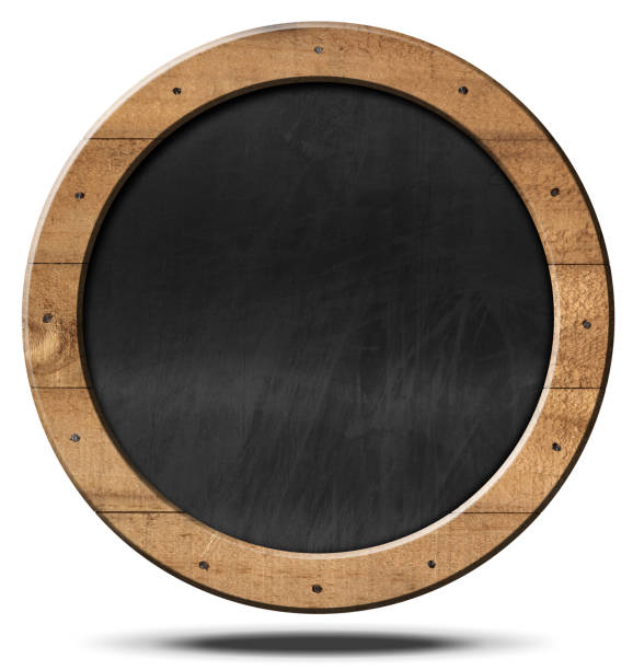 istock Empty Blackboard with Wooden Frame in the Shape of a Circle 1358921543