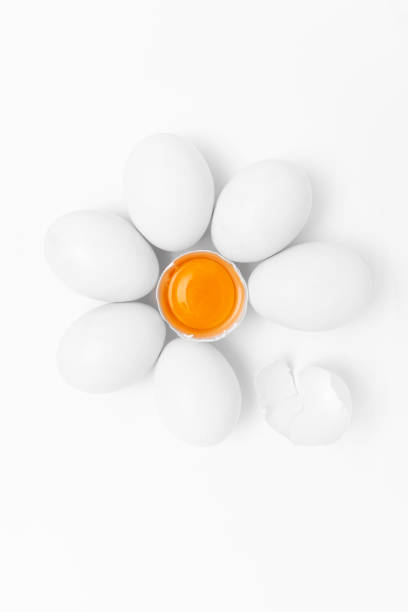 istock Creative photos of chicken eggs  on a white background 1358921916