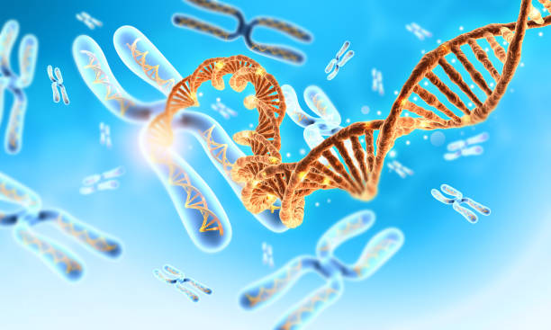 istock Chromosome and dna background 1358923000