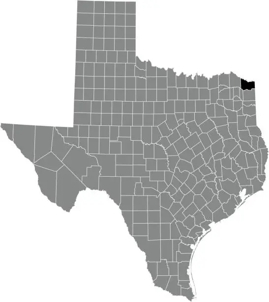 Vector illustration of Location map of the Bowie County of Texas, USA