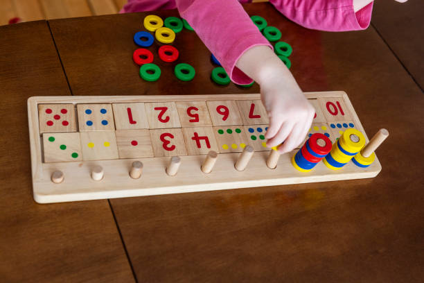istock Child playing with mathematical toy 1358926779