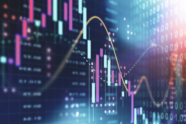 gráfico de acciones de divisas y bolsas para la visualización de finanzas y economía - inversión fotografías e imágenes de stock