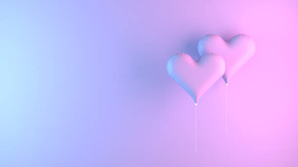 Single heart shaped balloon floating above the group with pink background.
